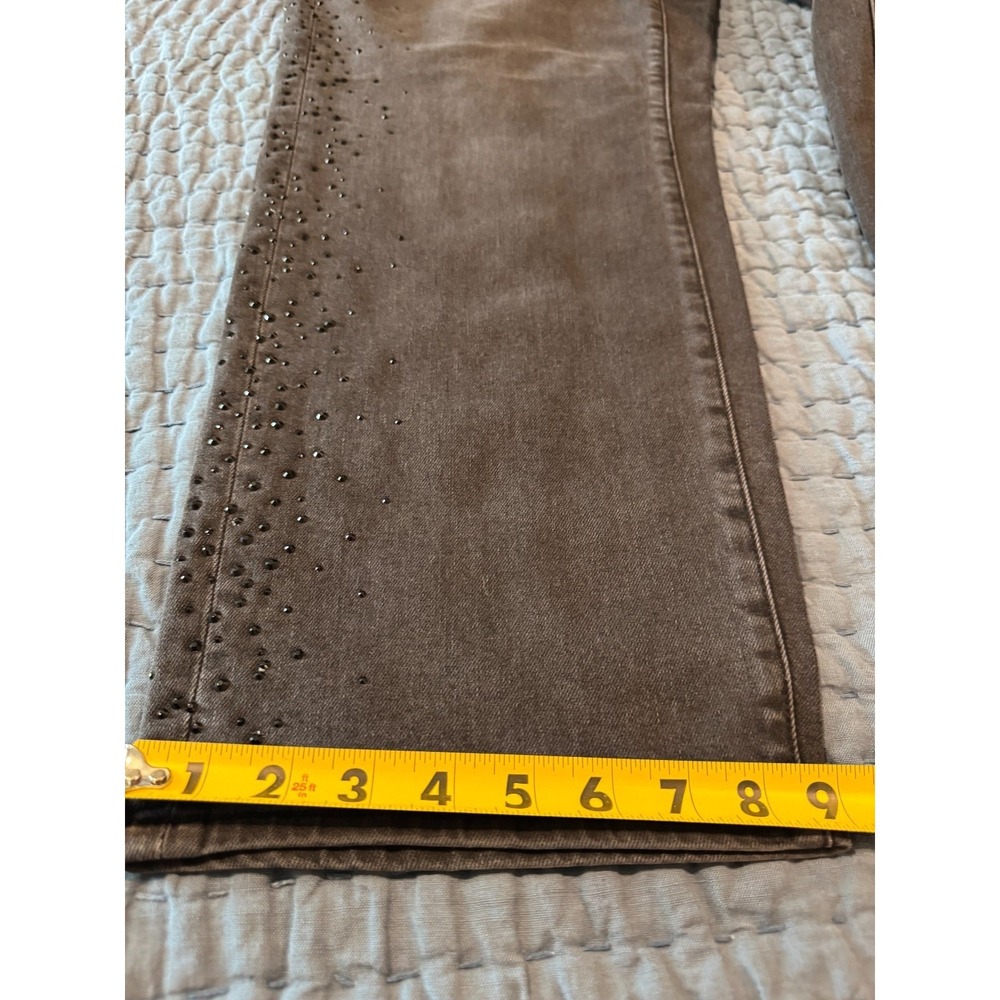Talbots High Waist Relaxed Jeans Size 16WP Embellished Black Denim Straight Leg - Picture 15 of 16